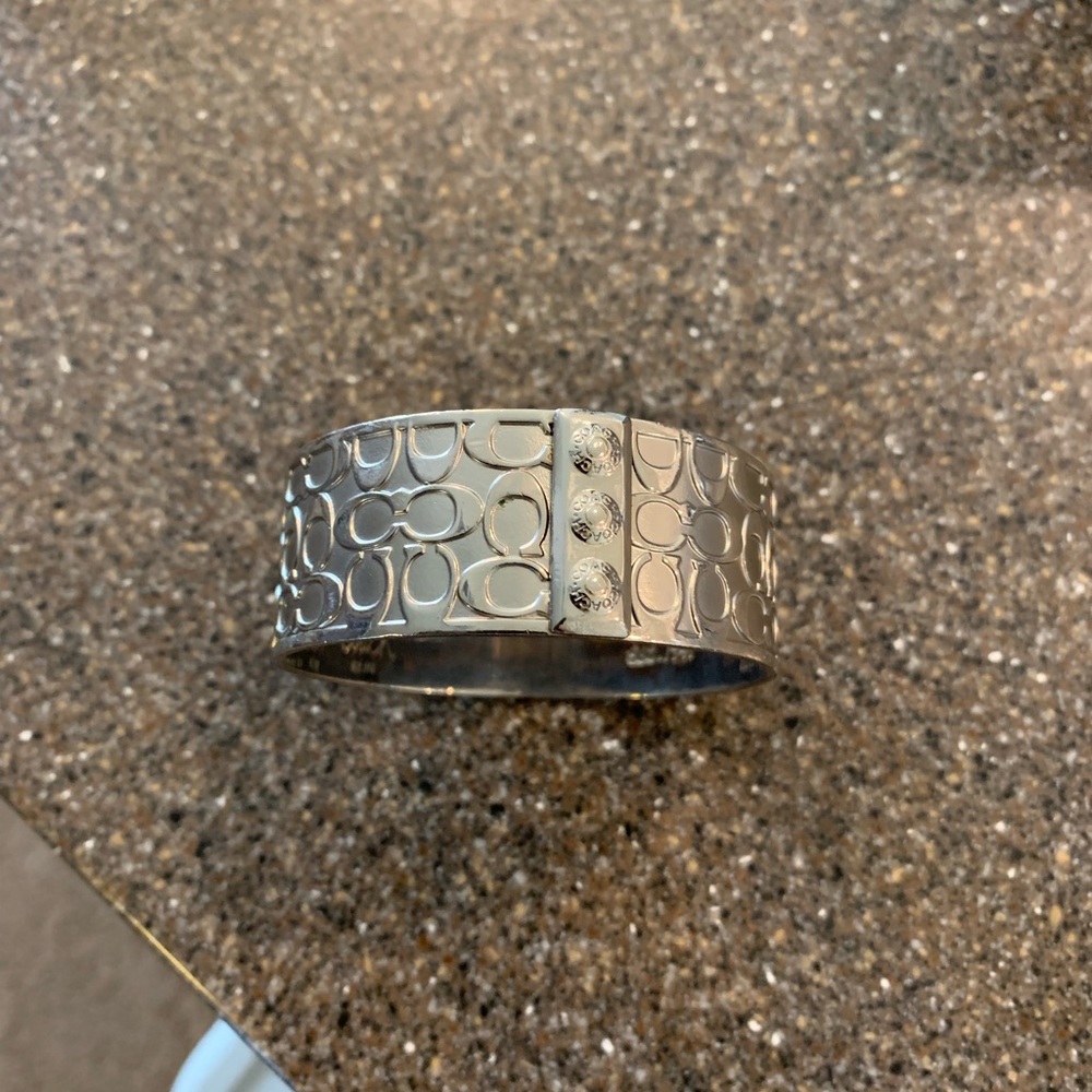 Coach signature silver bangle bracelet